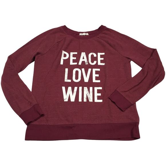 Grayson Threads Sweatshirt Peace Love Wine Long Sleeve Novelty Crewneck Womens S - Picture 1 of 9
